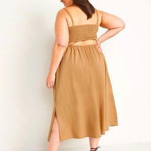 Old Navy Fit & Flare Sleeveless Cotton-Poplin Smocked-Bodice Midi Dress